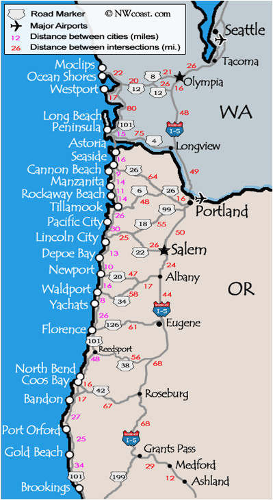 Google Map oregon Coast Washington and oregon Coast Map Travel Places I D Love to Go