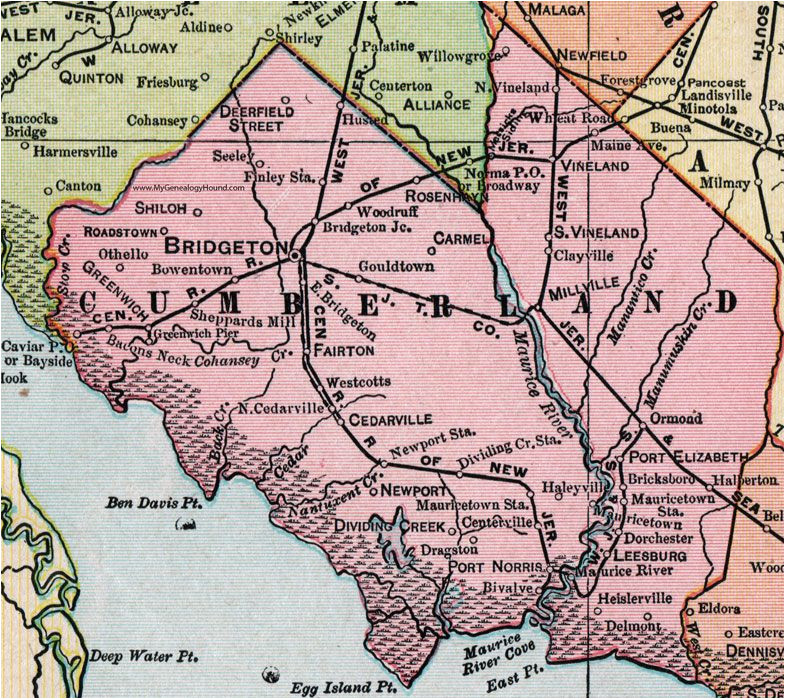 Map Cedarville Ohio Cumberland County New Jersey 1905 Map Bridgeton Millville