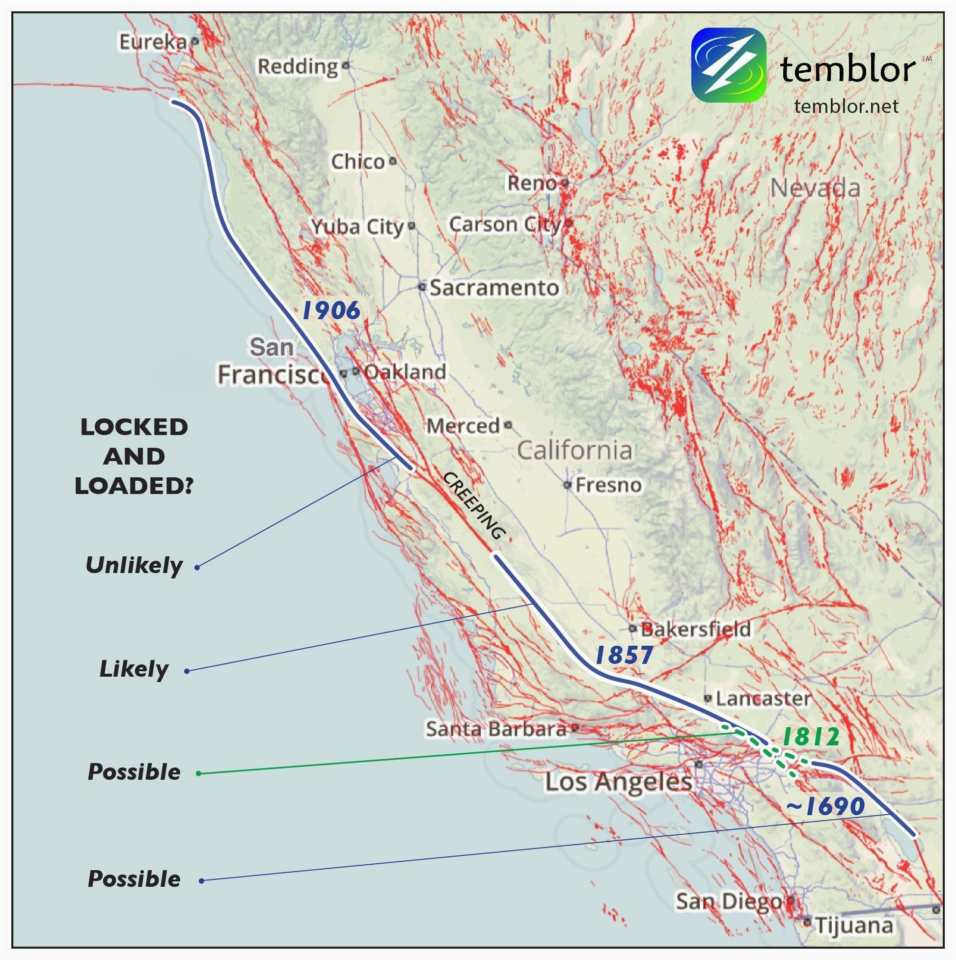 Map Of California Earthquake Fault Lines Us Map Earthquake Fault Lines Fault Lines Awesome Map San andreas