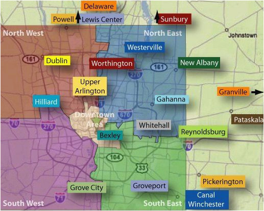 Map Of Lewis Center Ohio Map Of Columbus Ohio and Surrounding Suburbs Secretmuseum