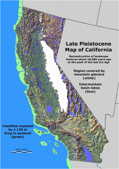 Map Of Lower California California Glaciation Ice Age Coastal Maps Ice Age Ice