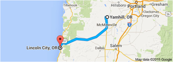 Map Of Mcminnville oregon From Yamhill or to Lincoln City or oregon Wine Country