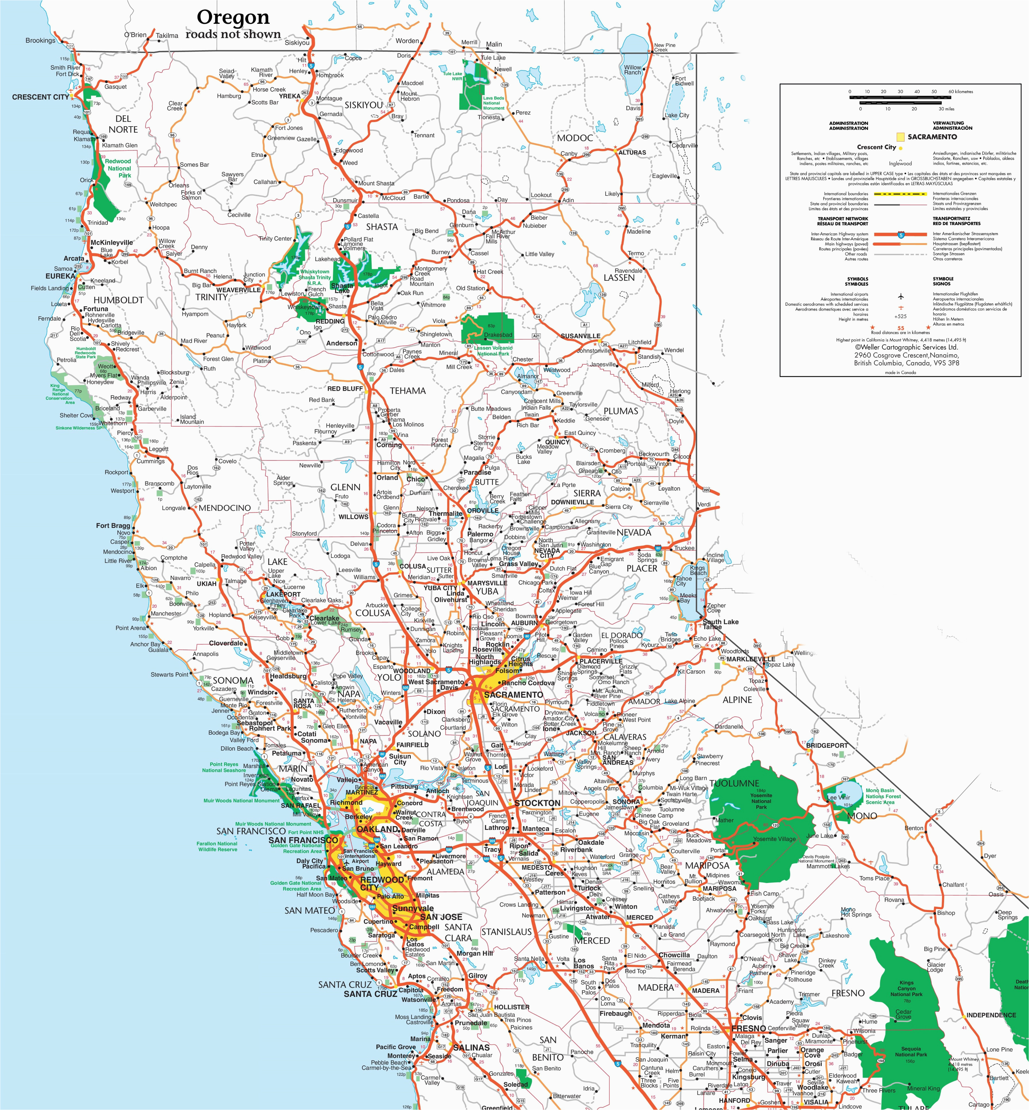 Map Of north California Cities Map Of northern California