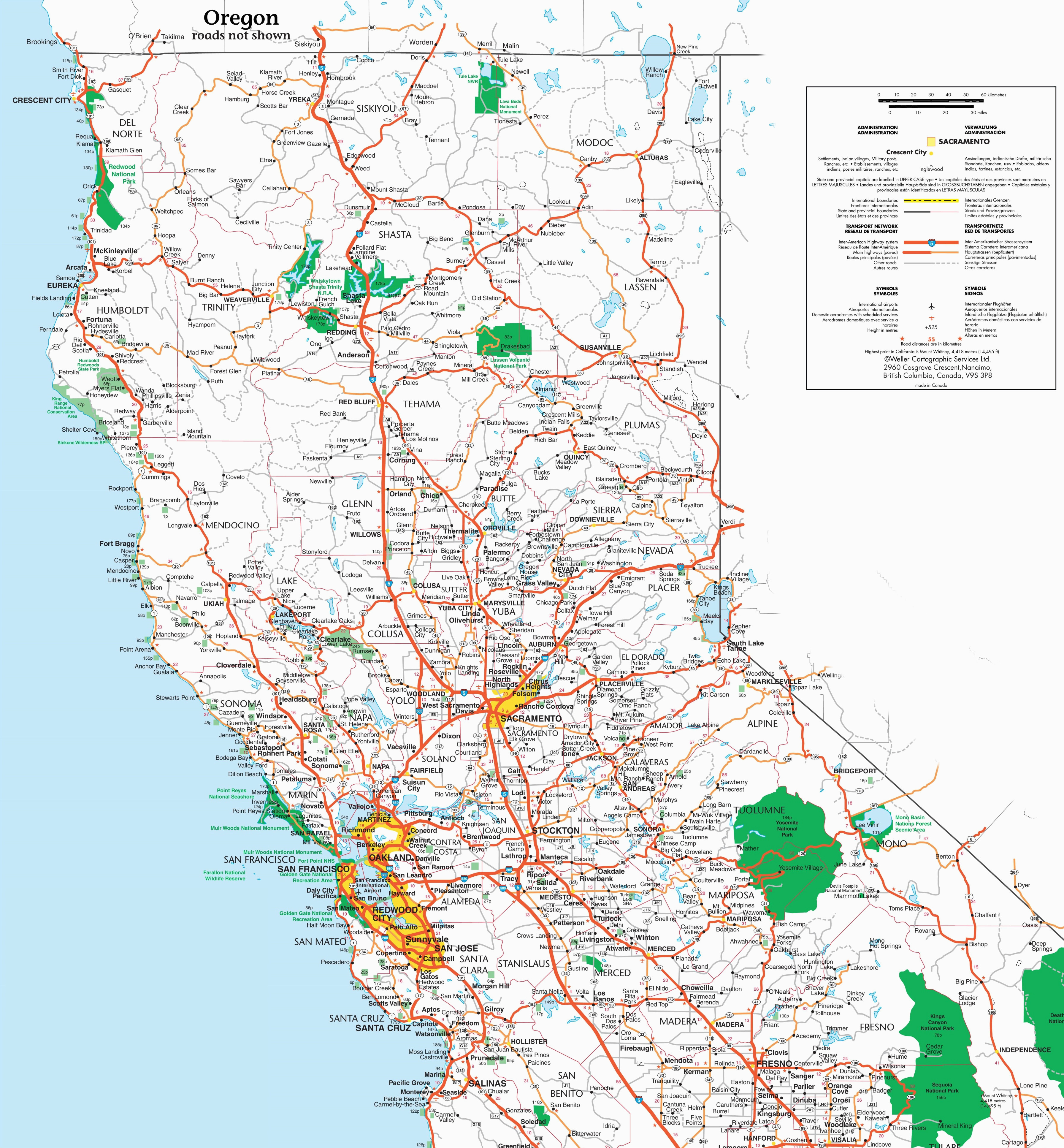 Map Of northern California Cities and towns Map Of northern California