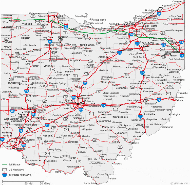 Map Of Ohio Cities and Counties Map Of Ohio Cities Ohio Road Map