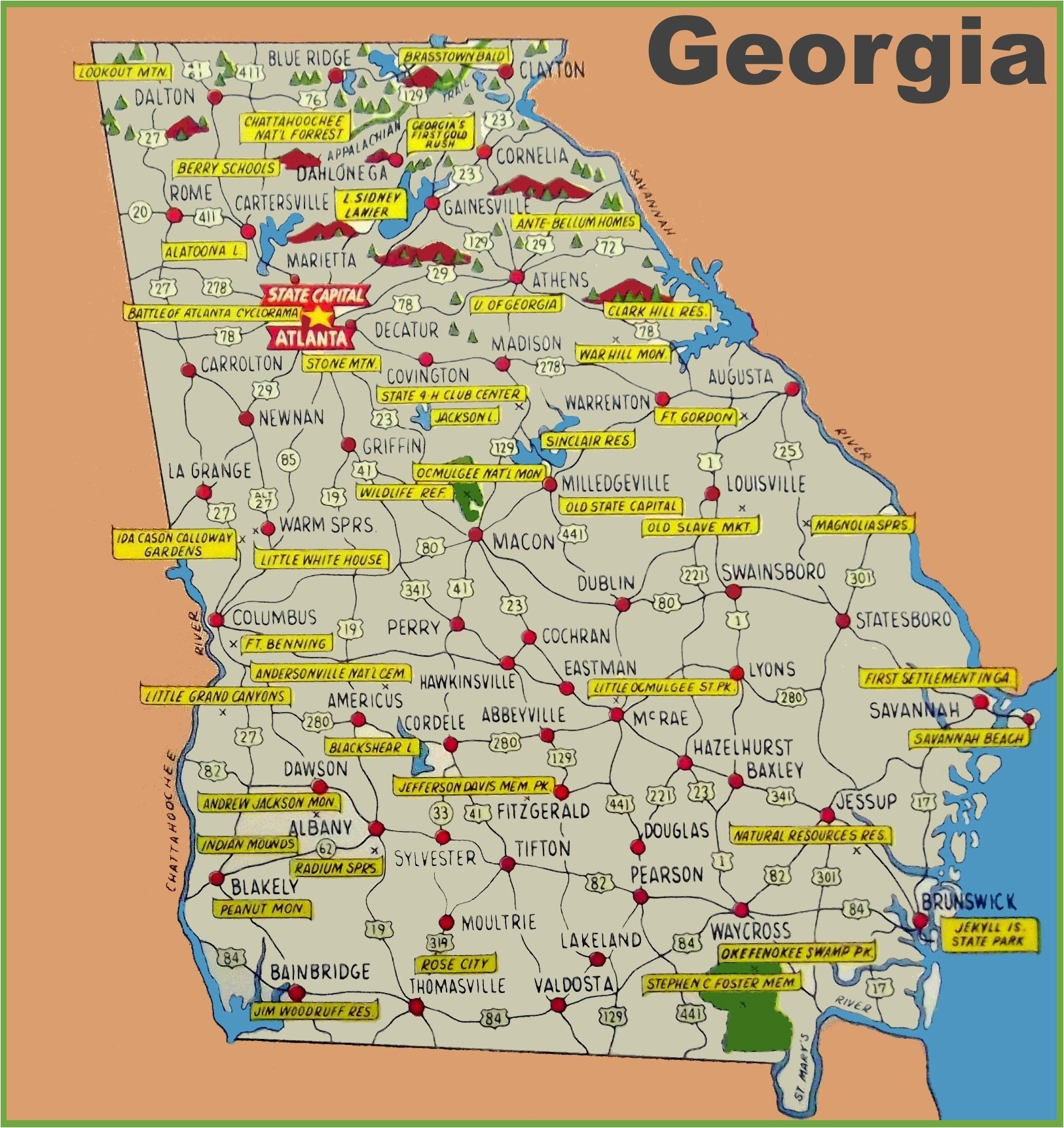 Map Of Savannah Georgia Usa Us Map Savannah Georgia New Georgia State Maps Usa Letmedow Com