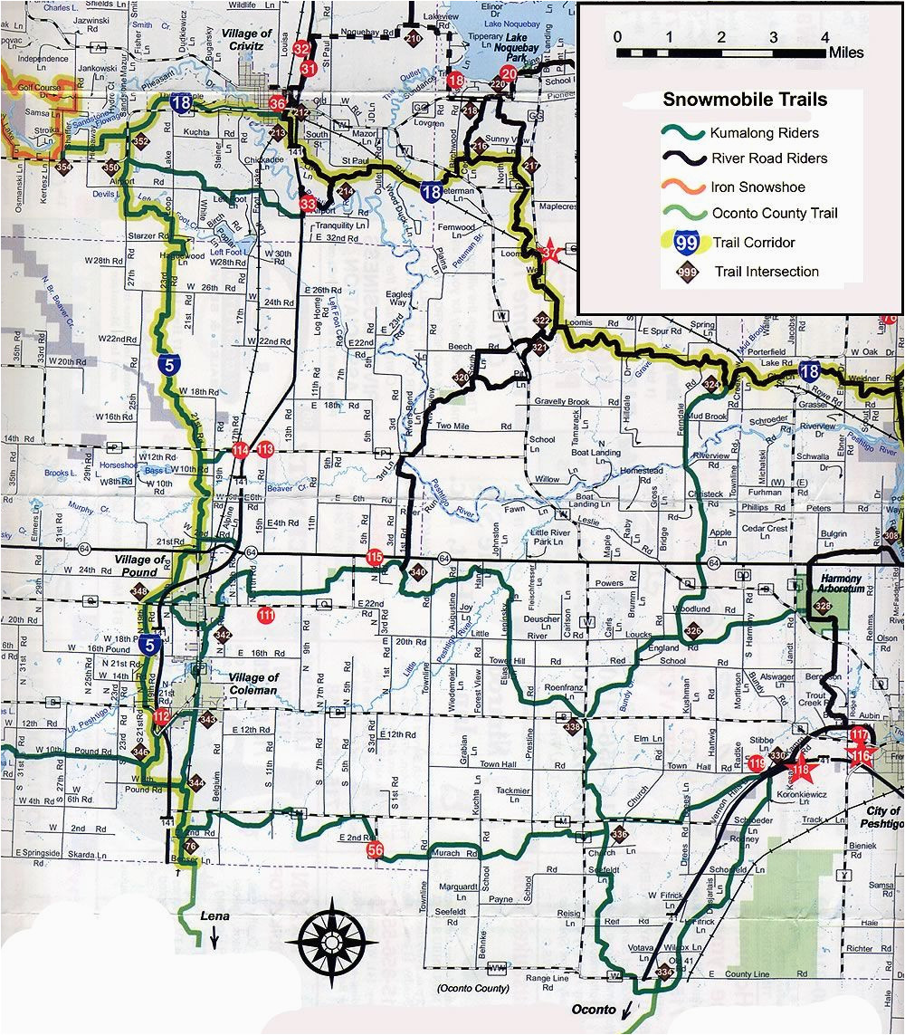 Map Of Wisconsin and Michigan Coleman Wi Snowmobile Trail Map Brap Trail Maps Map Trail