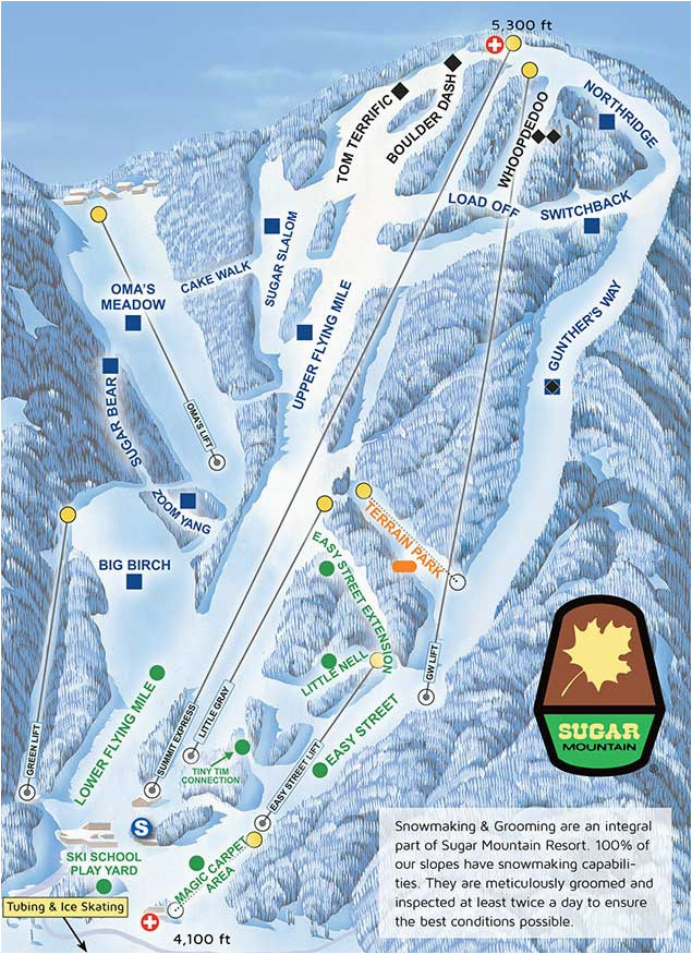 North Carolina Ski areas Map Current Conditions Sugar Mountain Resort