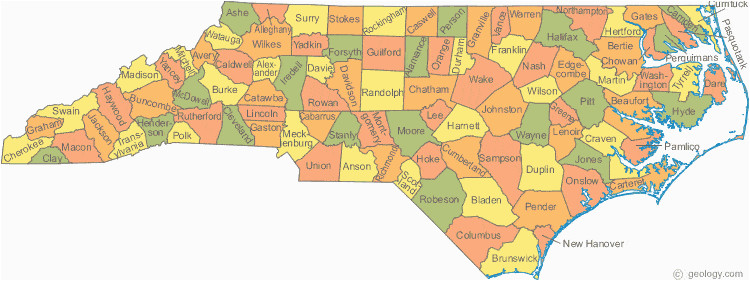 North Carolina State Map with Counties Map Of north Carolina