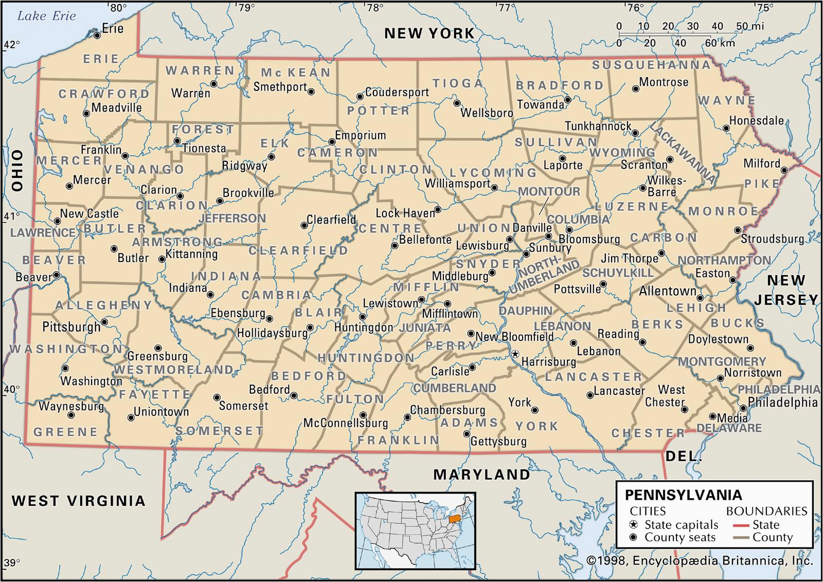 Ohio Road Map with County Lines State and County Maps Of Pennsylvania