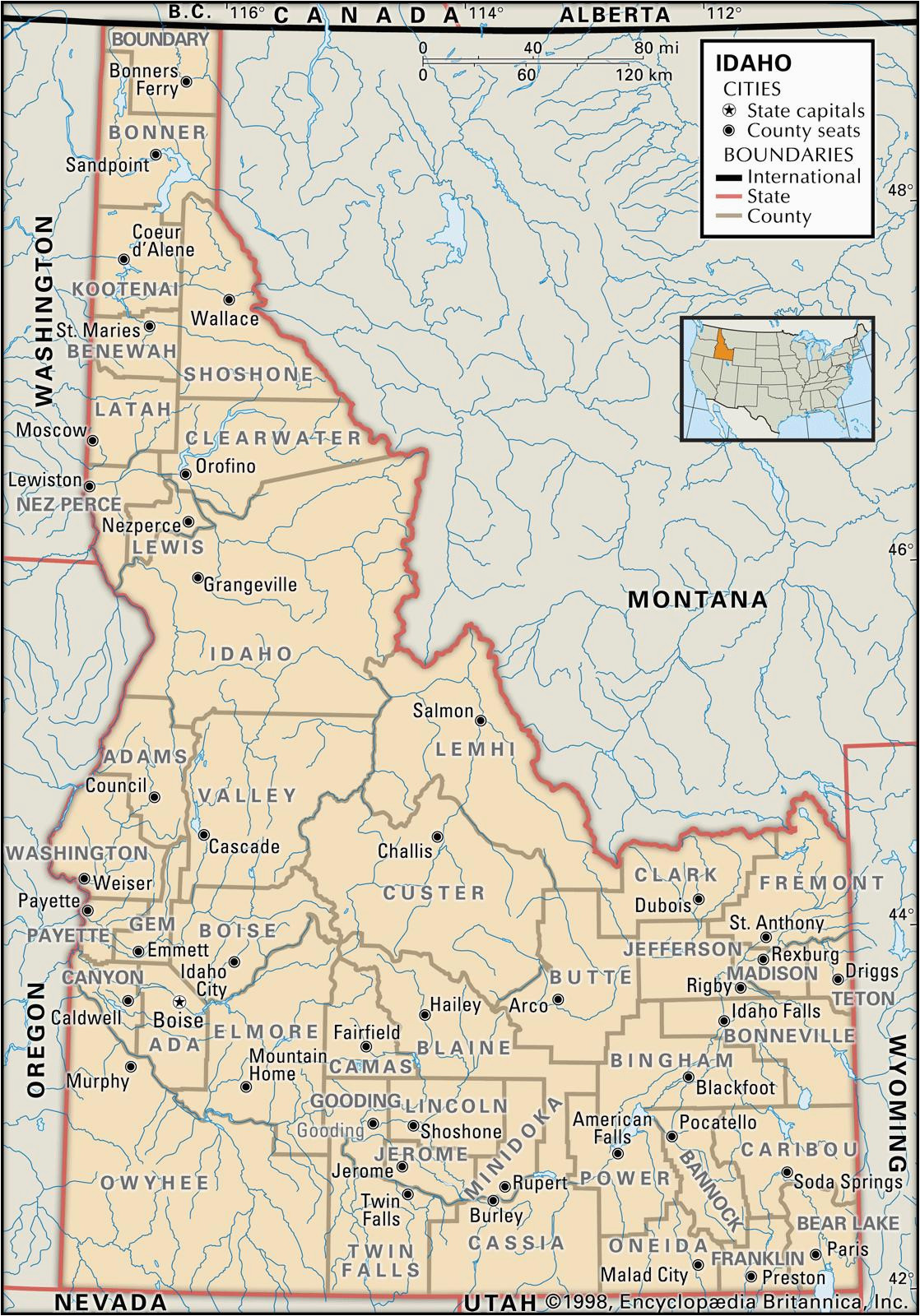 Oregon and Idaho Map State and County Maps Of Idaho