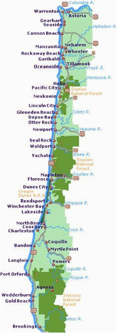 Oregon Coast City Map Simple oregon Coast Map with towns and Cities Projects to Try In