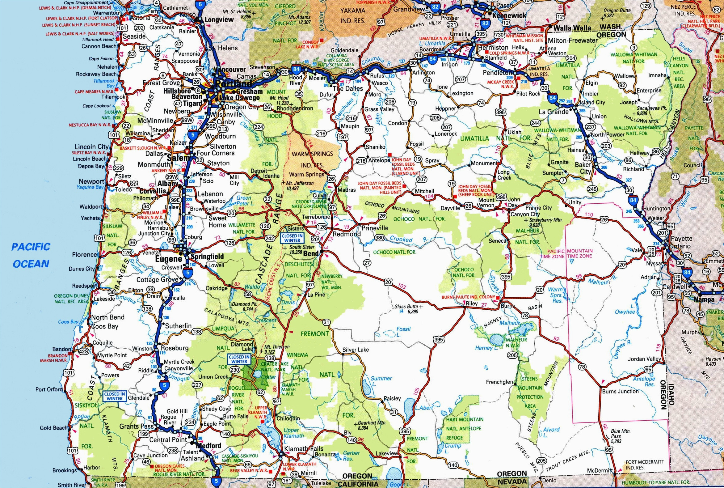 Oregon County Map with Roads oregon Road Map