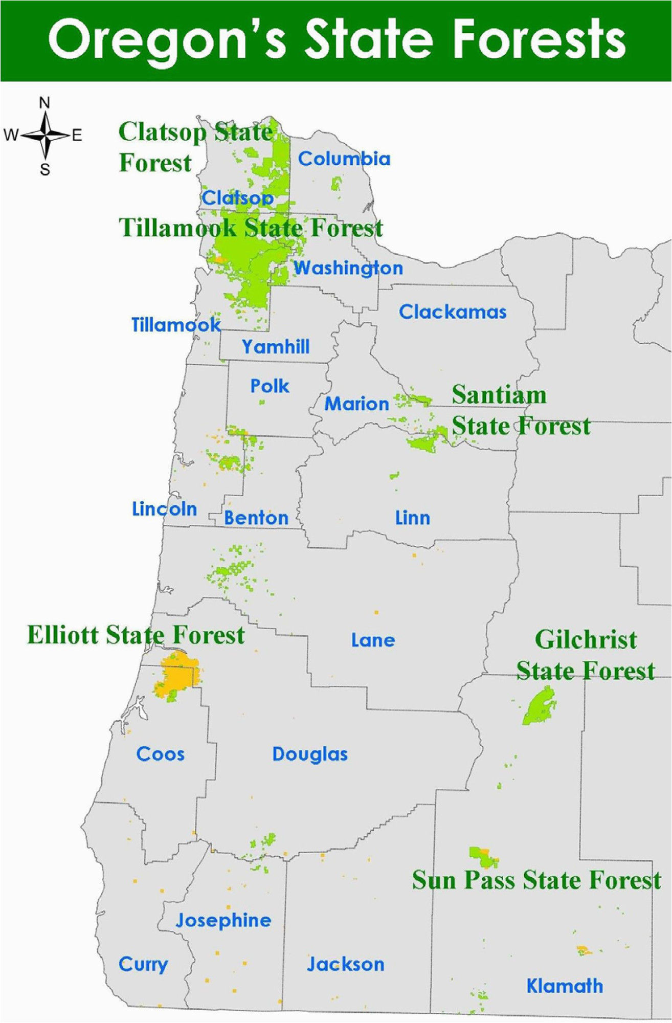 Oregon National forests Map orww Elliott State forest Maps