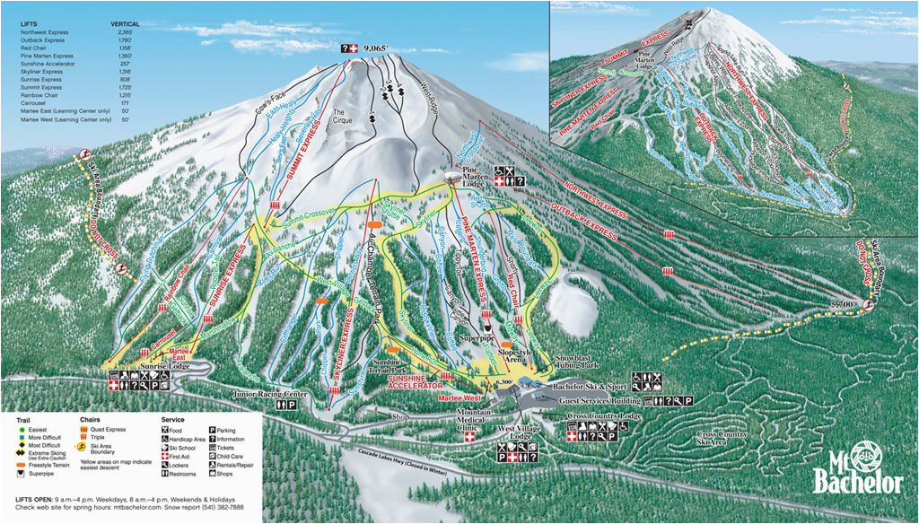 Oregon Ski Resorts Map Mt Bachelor Mt Bachelor oregon Skiing Ski Magazine Trail Maps