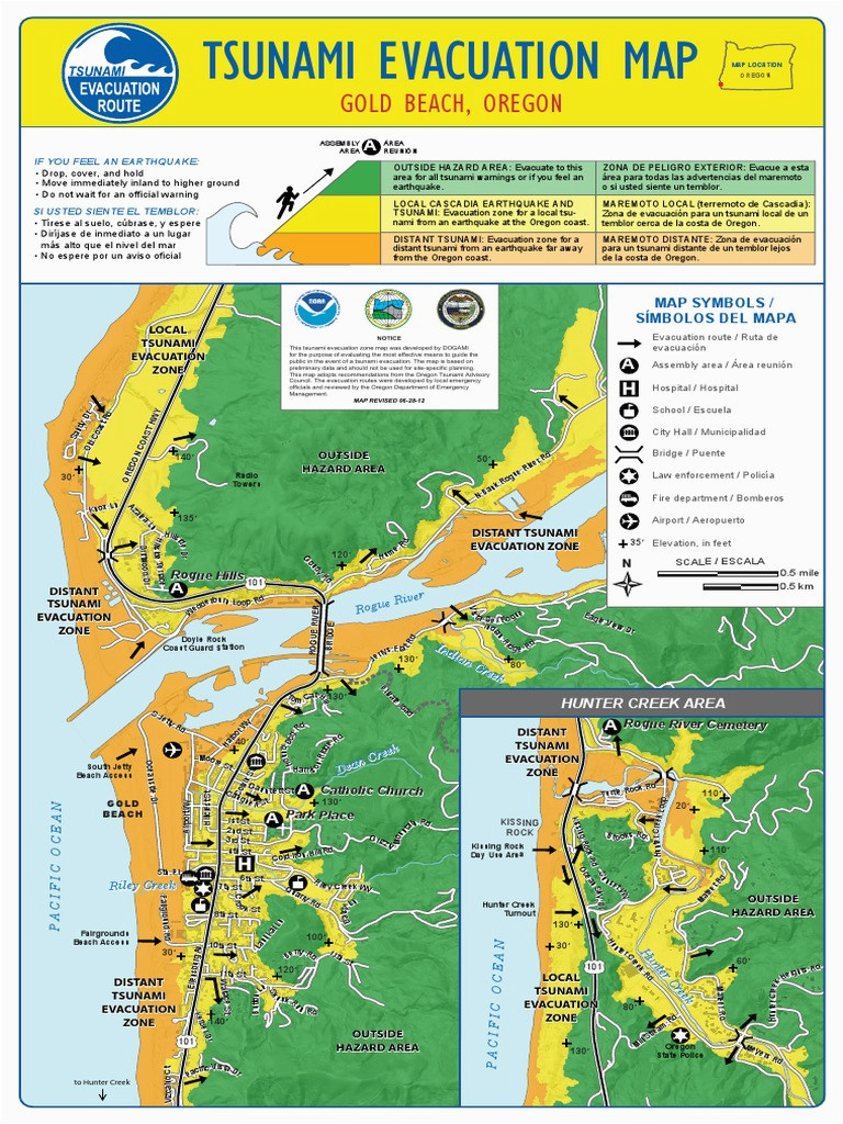 Oregon Tsunami Evacuation Maps Gold Beach Natural Hazards Physical Oceanography