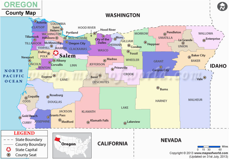 Portland oregon Counties Map oregon Counties Maps Cities towns Full Color Modern Design 20540
