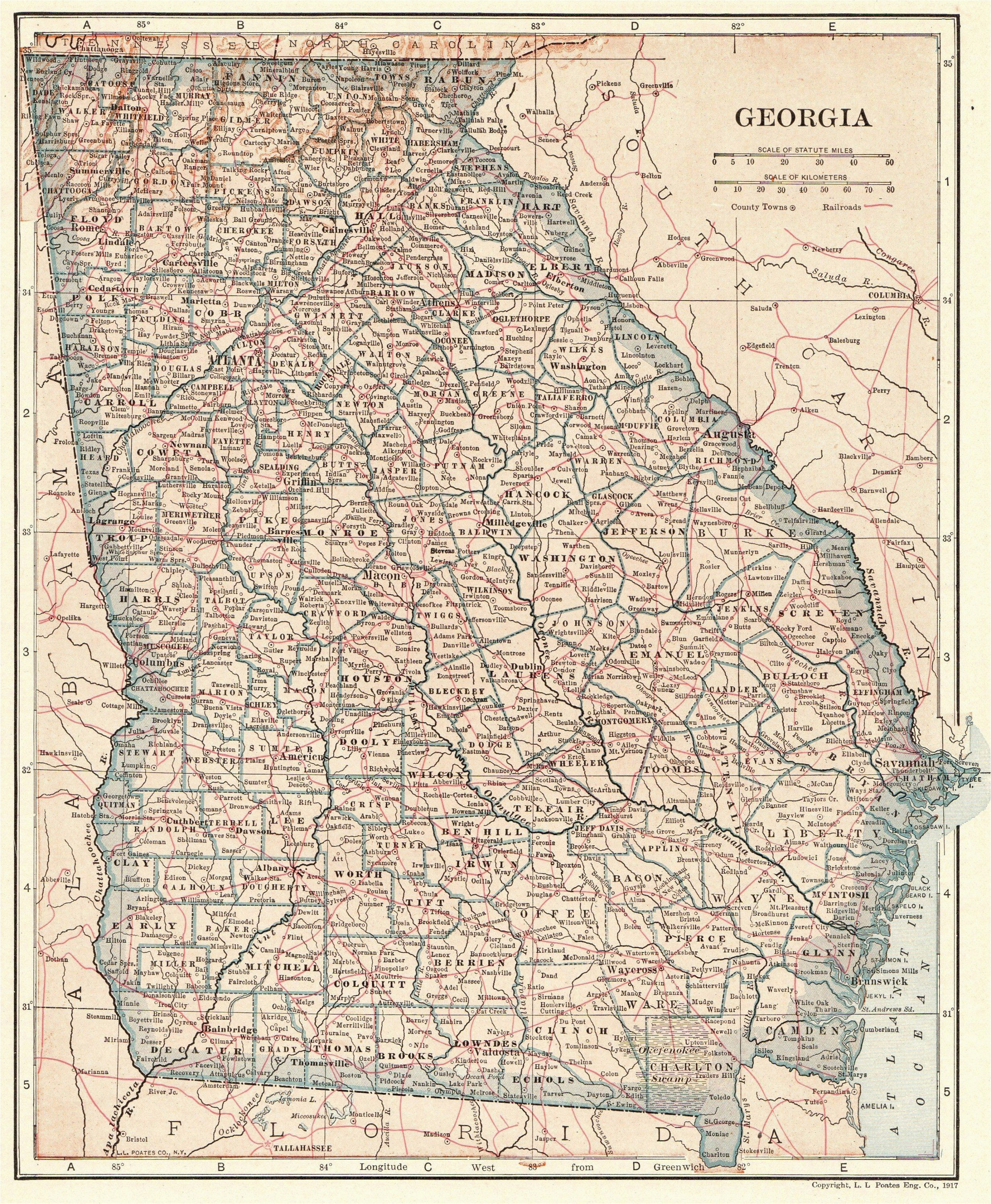 State Map Of Georgia with Cities Wall Size Usa Map Beautiful 1919 Antique Georgia State Map Vintage