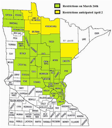 Central Minnesota Map Burning Restrictions Take Effect March 26 for Much Of Central and