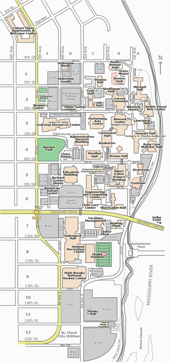 Colleges In Minnesota Map Campus Map St Cloud State University