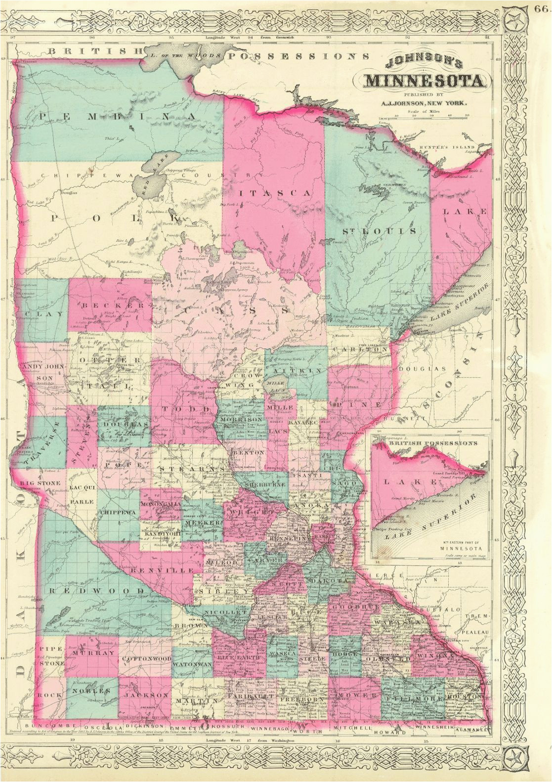 Detailed Map Of Minnesota 1852 Mitchell Minnesota Territory Map before north or south Dakota