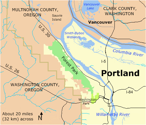 Forest Park oregon Map forest Park In Portland Location Map forest Park Portland oregon