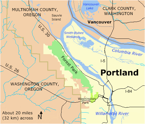 Forest Park Portland oregon Map forest Park In Portland Location Map forest Park Portland oregon