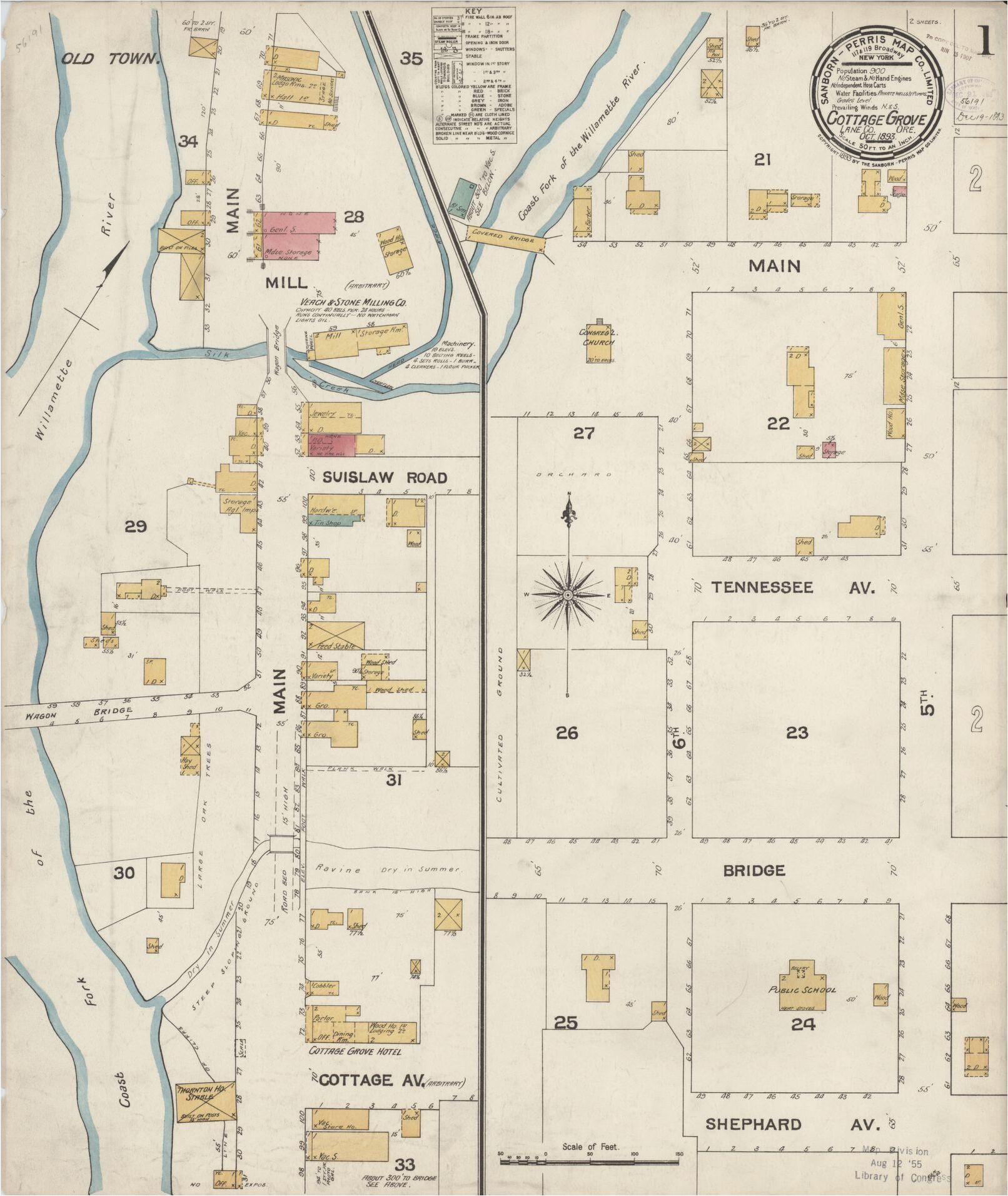 Map Cottage Grove oregon Sanborn Maps Lane County oregon Library Of Congress
