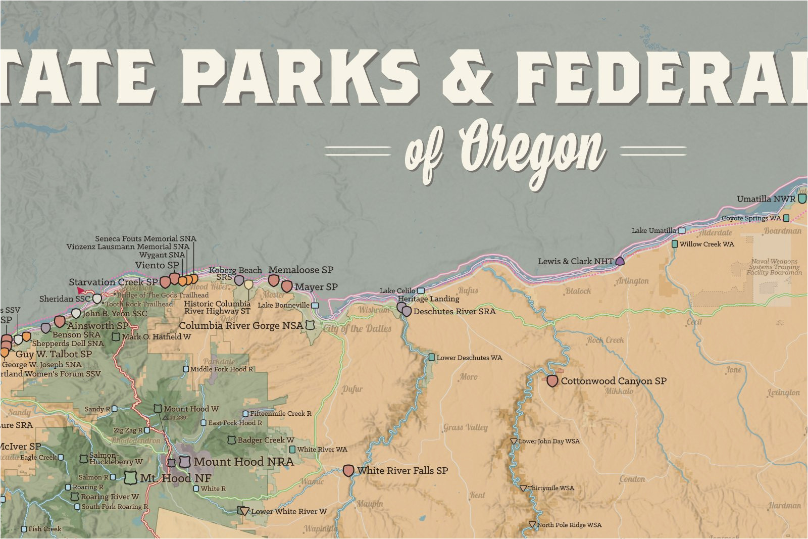 Map Of oregon State Parks oregon State Parks Federal Lands Map 24×36 Poster Best Maps Ever