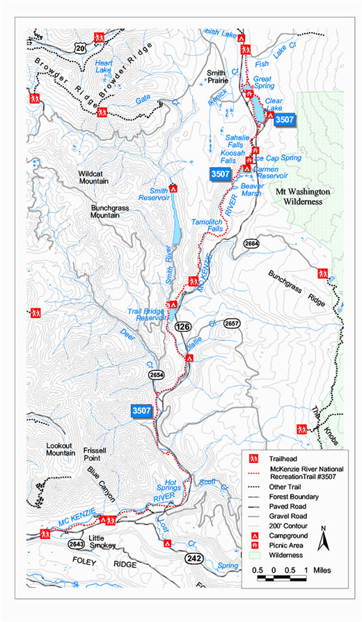 Mckenzie River oregon Map Willamette National forest Smith Reservoir area