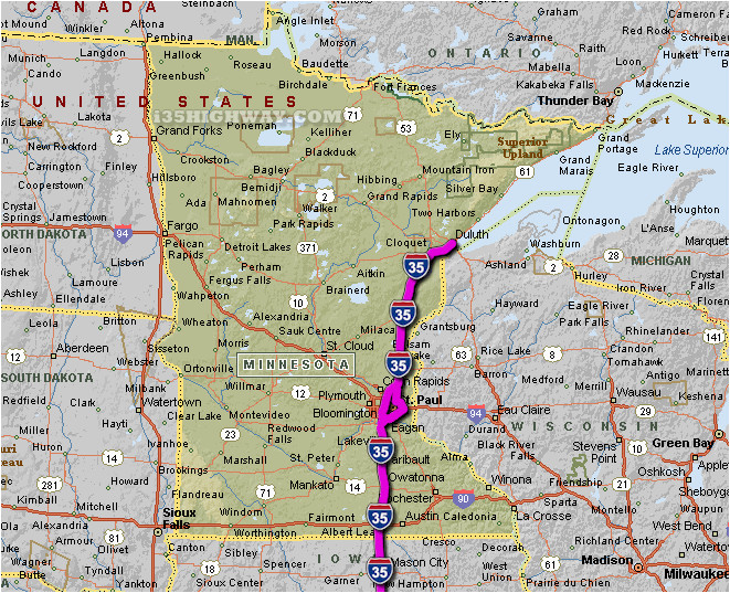 Minnesota Hwy Map I 35 Minnesota Interstate 35 State Map Minnesota Map
