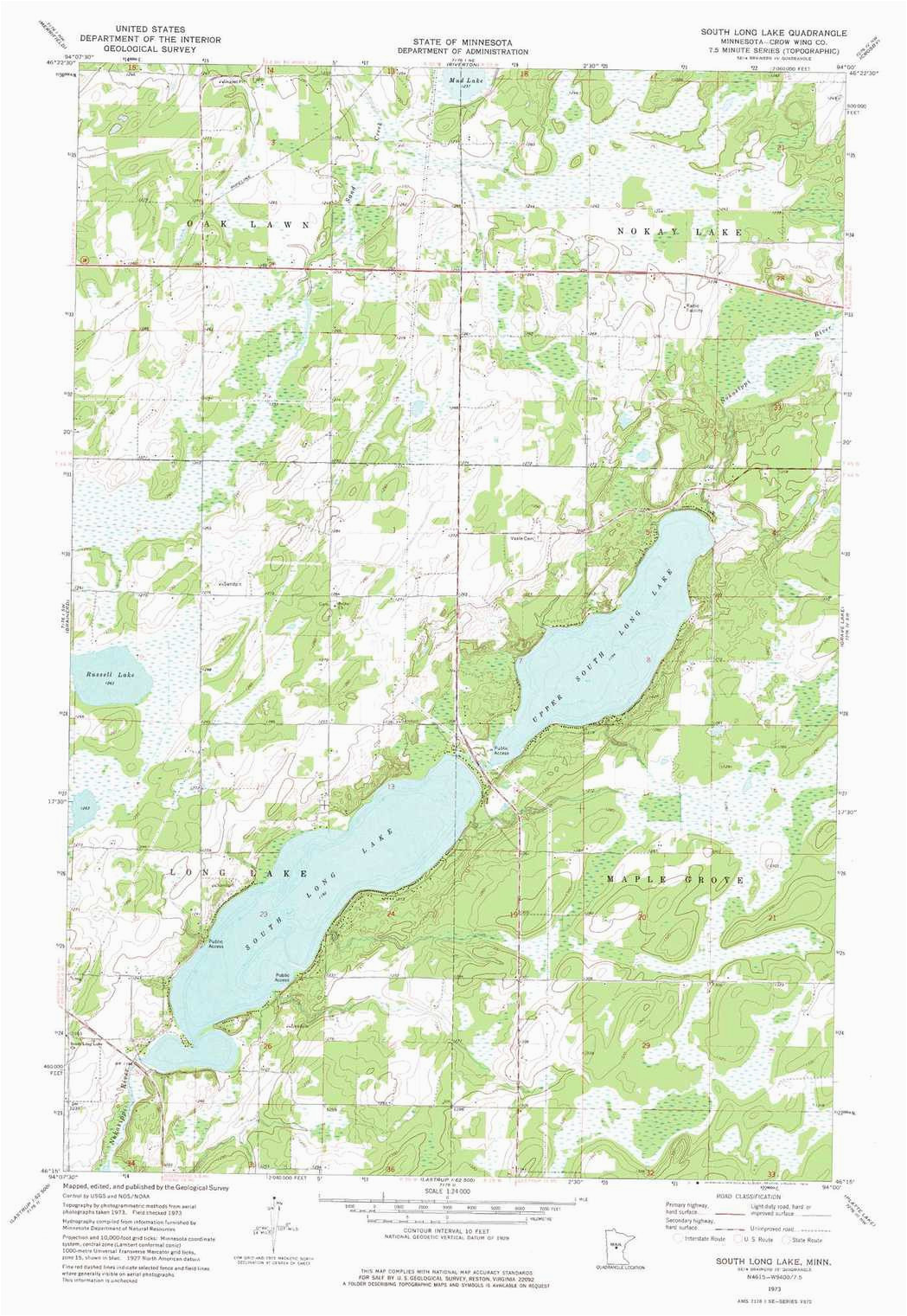 Minnesota Lake Contour Maps south Long Lake topographic Map Mn Usgs topo Quad 46094c1