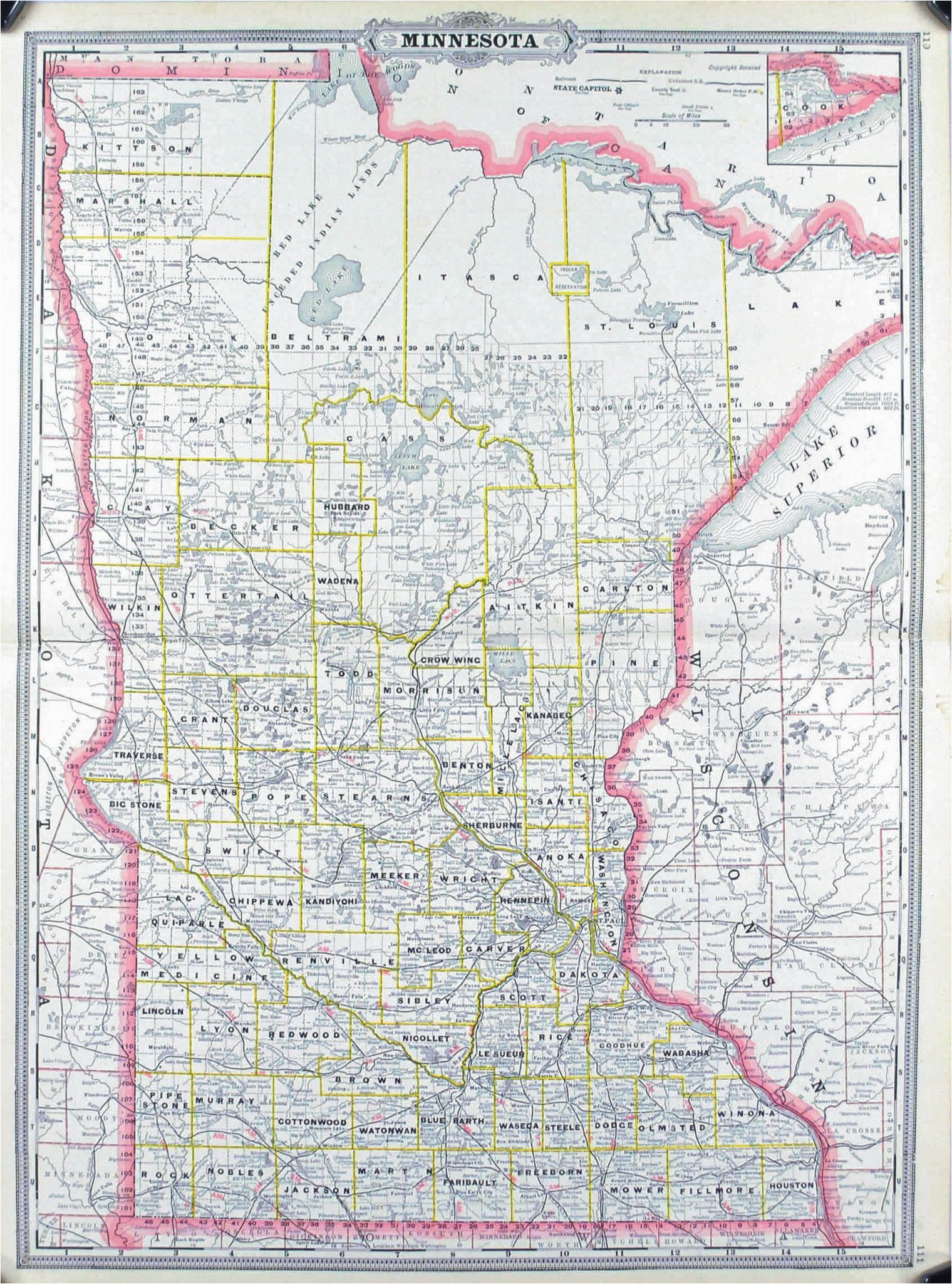 Minnesota Rail Map Minnesota Railroad and County Antique Map 1887 Trend Minnesota