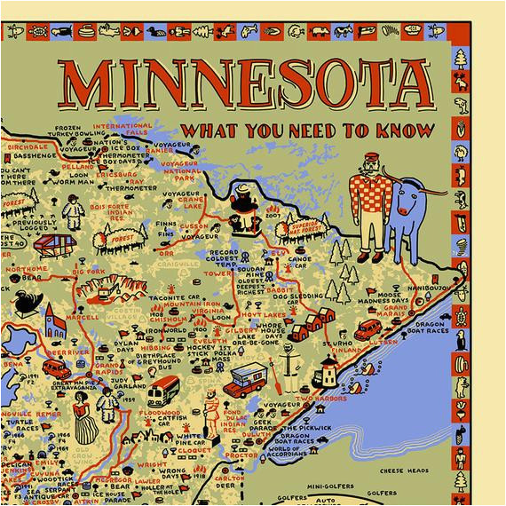 Minnesota Roadside attractions Map Mn Map Poster Gift Wrap Minnesota What You Need to Know Mn Etsy