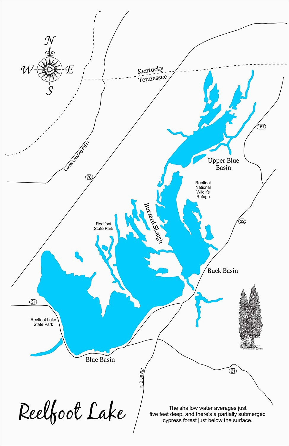 Reelfoot Lake Tennessee Map Amazon Com Reelfoot Lake Tennessee Standout Wood Map Wall Hanging