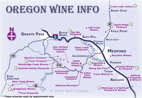 Southern oregon Winery Map southern oregon Wineries Map Secretmuseum