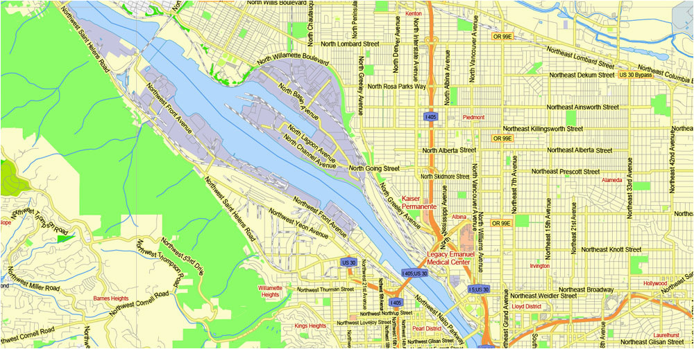 Street Map Of Salem oregon Portland Vancouver oregon City Salem Large area Printable Map