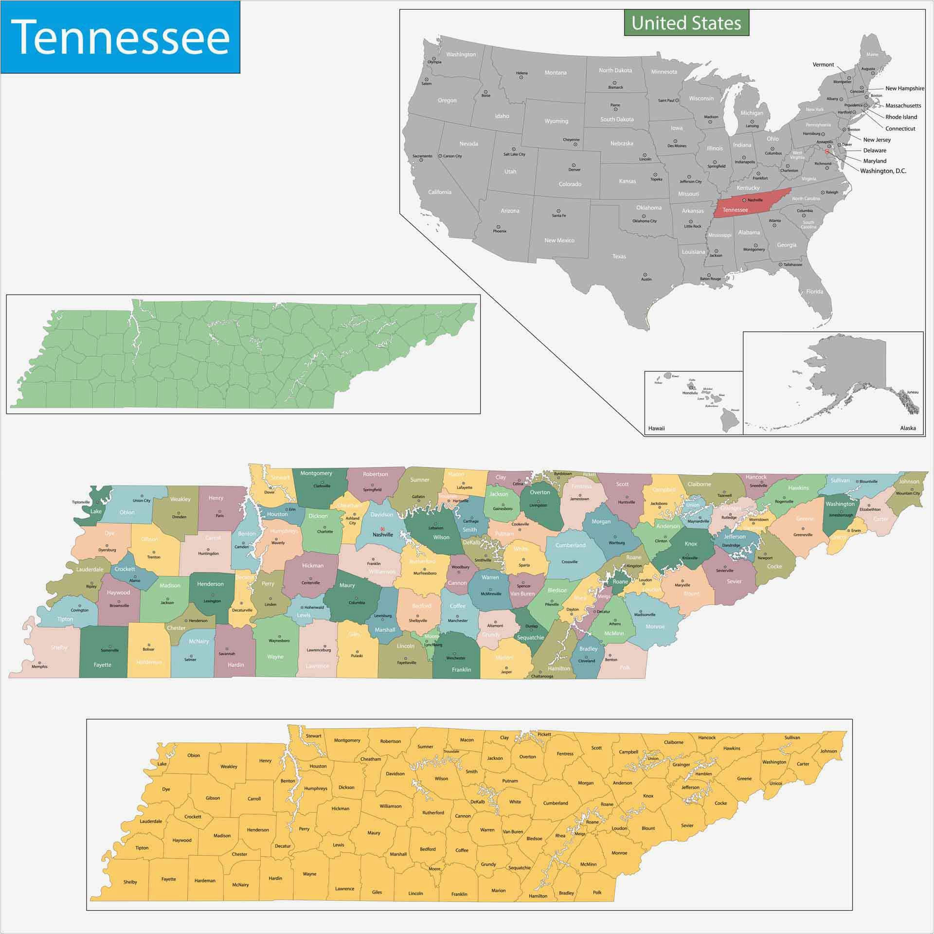 Tennessee and Surrounding States Map Old Historical City County and State Maps Of Tennessee