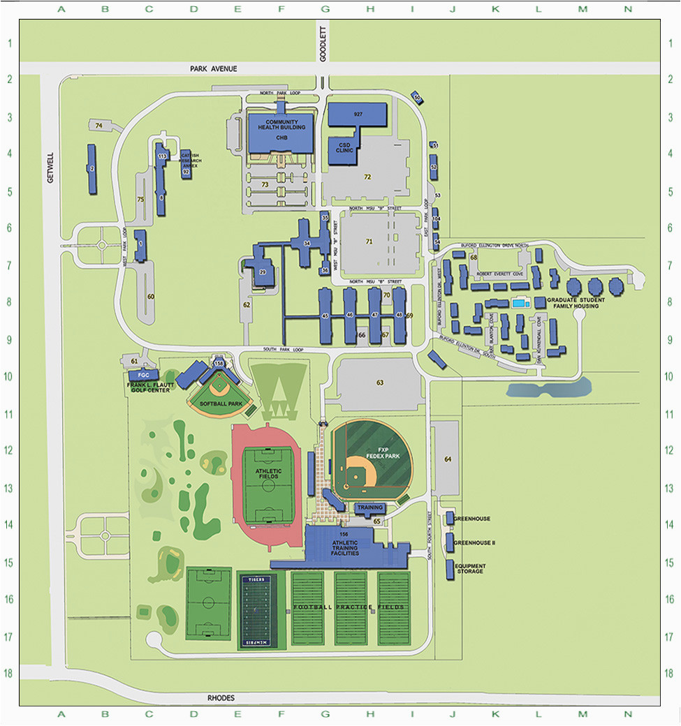 Tennessee Tech University Map the University Of Memphis Main Campus Map Campus Maps the