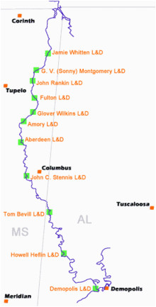 Tennessee tombigbee Waterway Map Tennessee tombigbee Waterway Revolvy