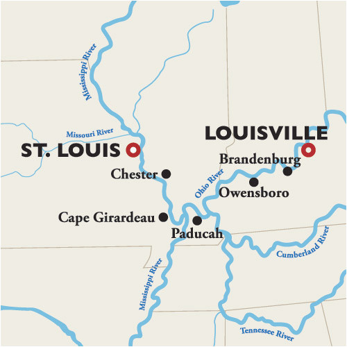 The Ohio River Map Ohio River Meets Mississippi River Map Louisville to St Louis River