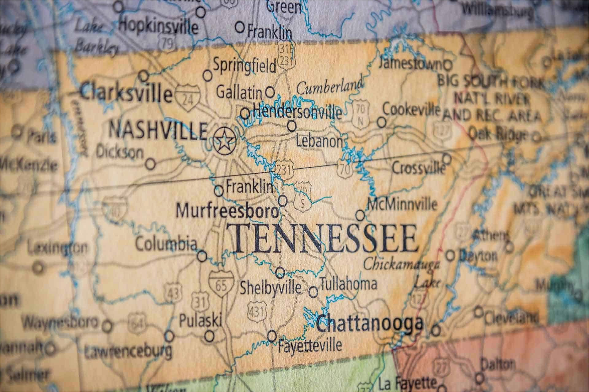 Time Zone Map In Tennessee Old Historical City County and State Maps Of Tennessee