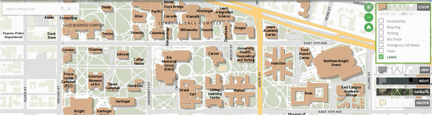 University Of oregon Campus Map Maps University Of oregon