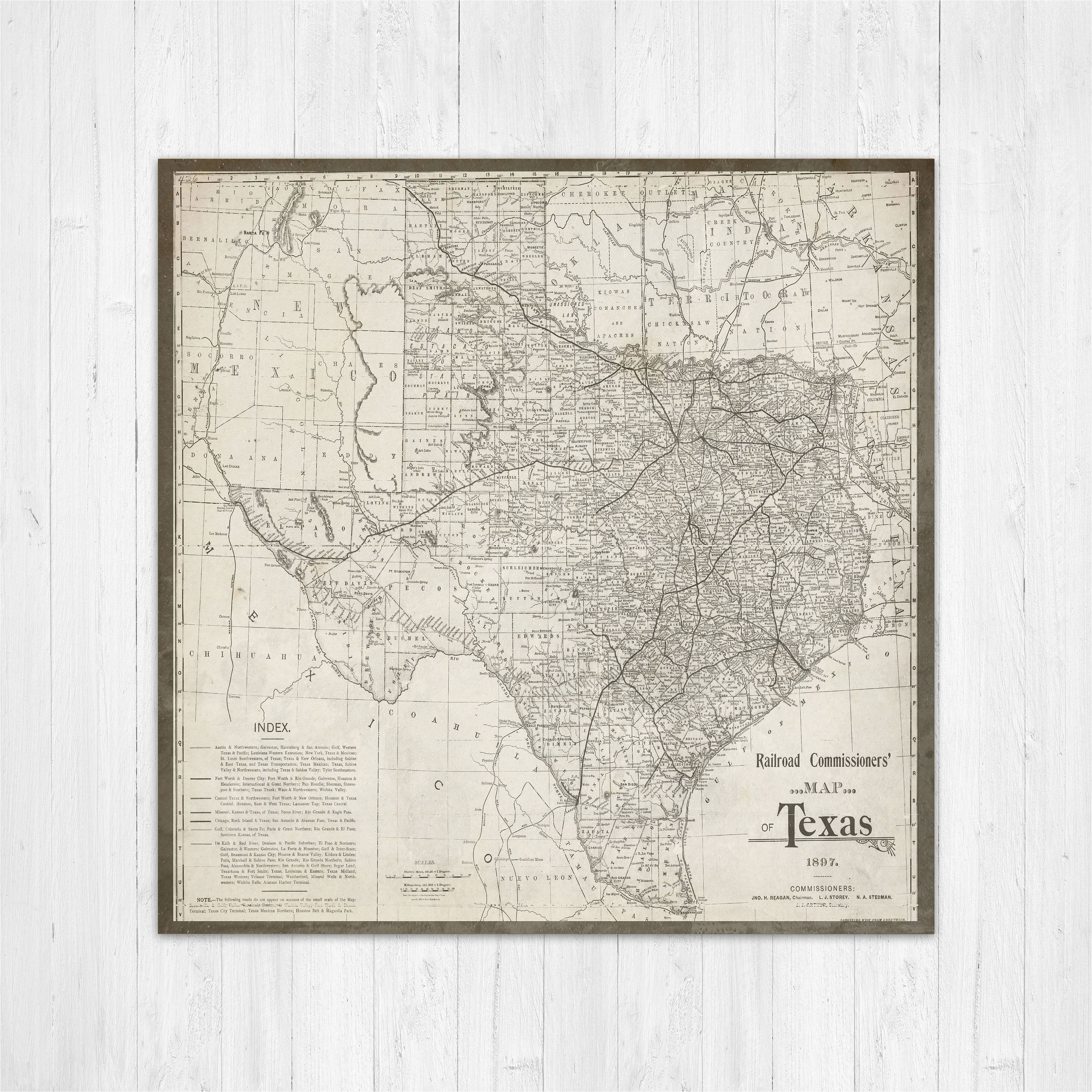 A Map Of Texas State Map Of Texas Texas Canvas Map Texas State Map Antique Texas Map