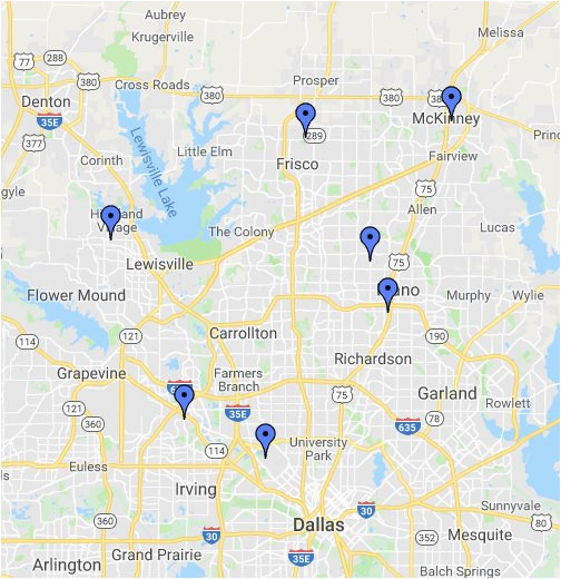 Addison Texas Map Dallas area Map Google My Maps