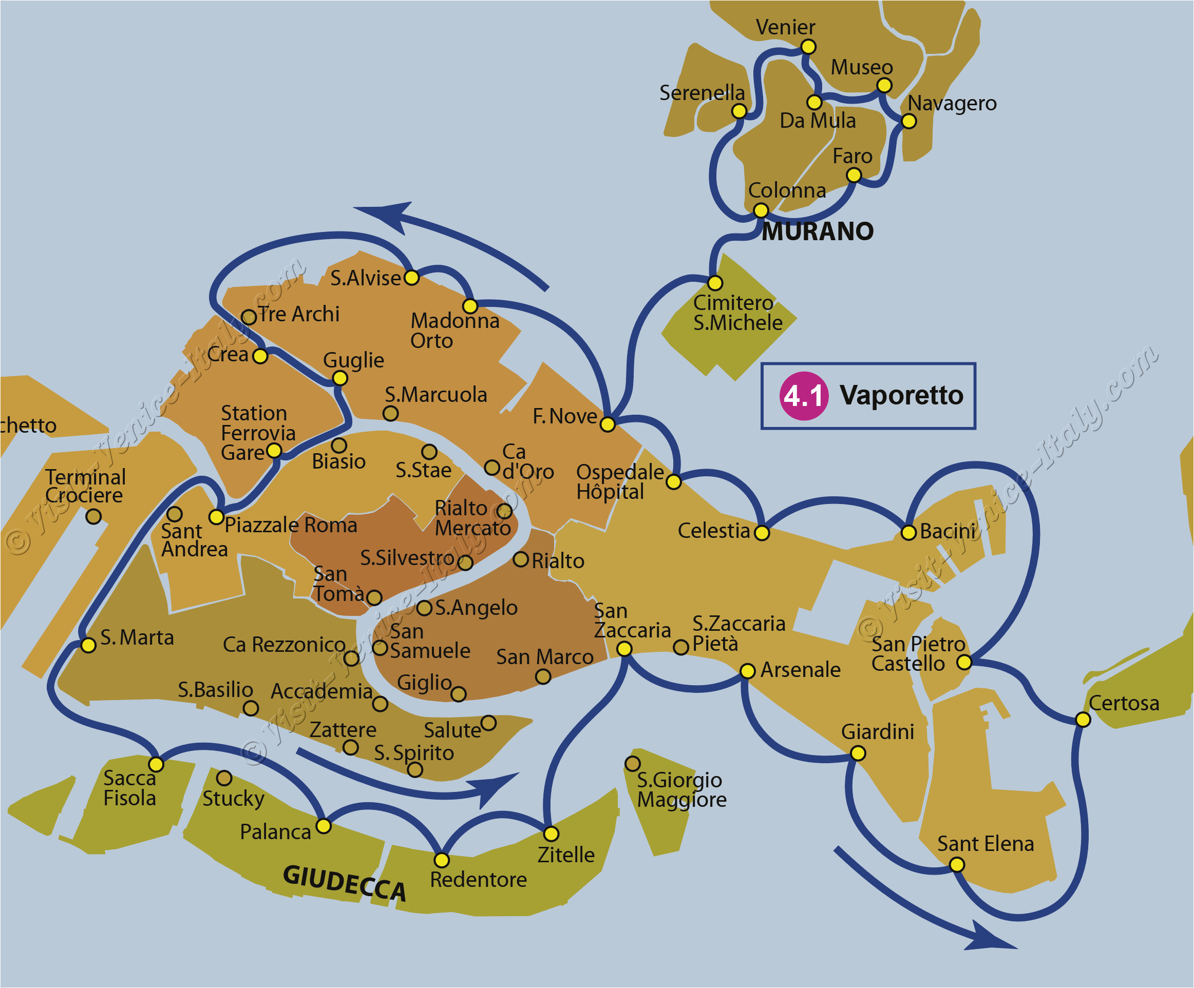 Airport In Venice Italy Map Transport Vaporetto Waterbus Bus Lines Maps Venice Italy