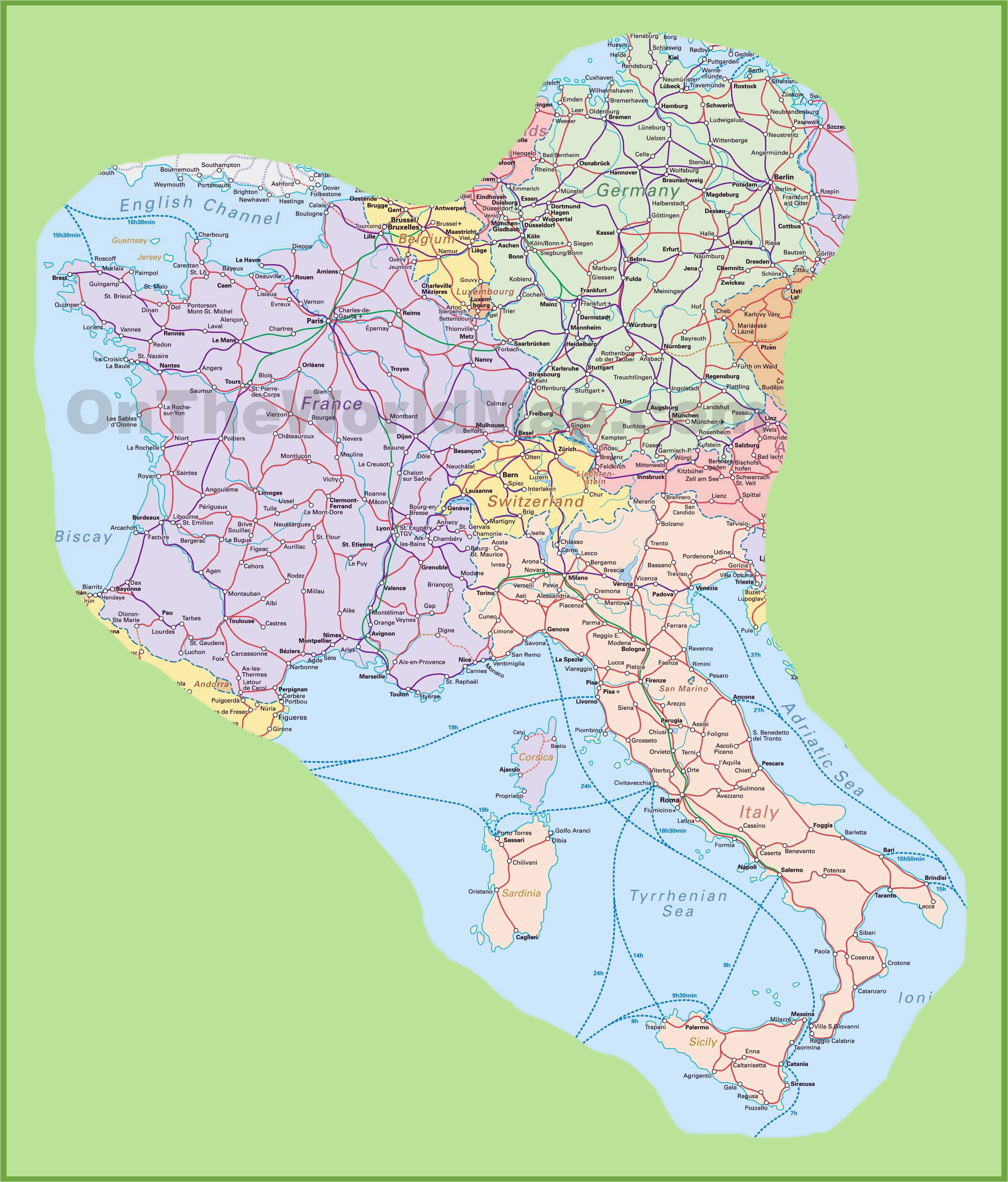 Airports In northern Italy On Map Map Of Switzerland Italy Germany and France