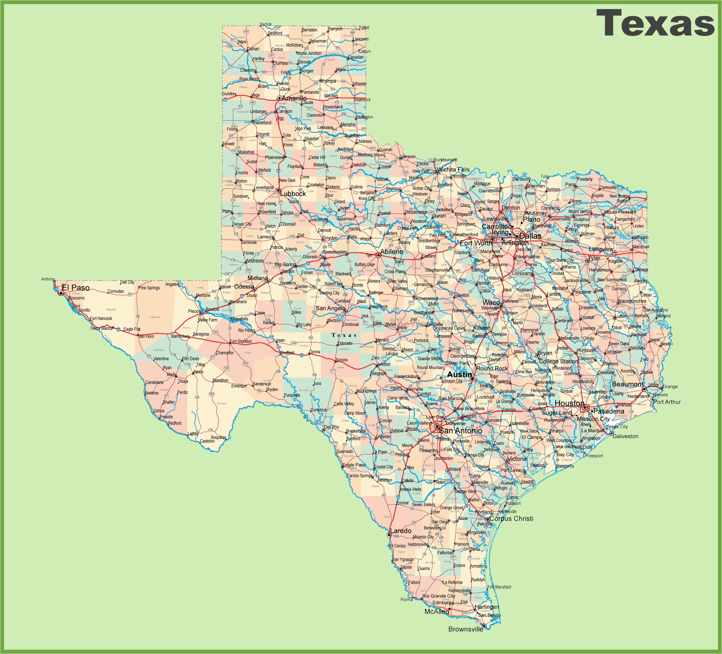 All Cities In Texas Map Road Map Of Texas with Cities