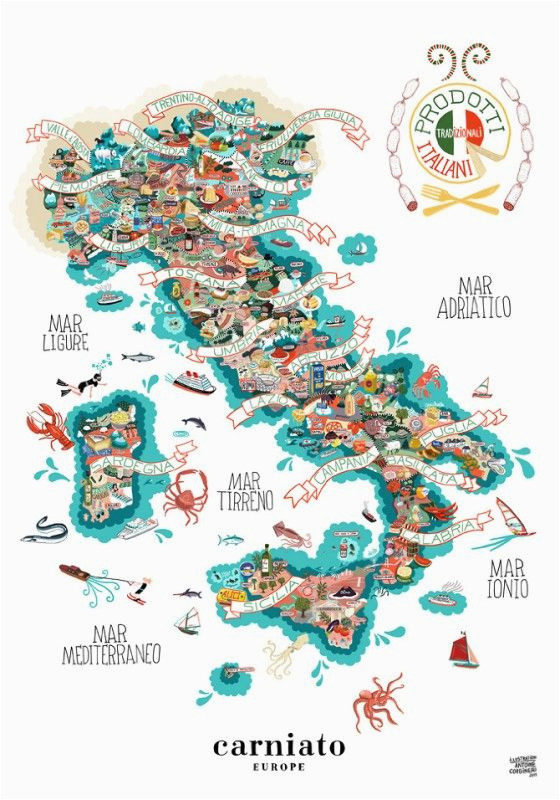 Boot Of Italy Map Antonie Corbineau Has Created An Illustrated Food Map Depicting