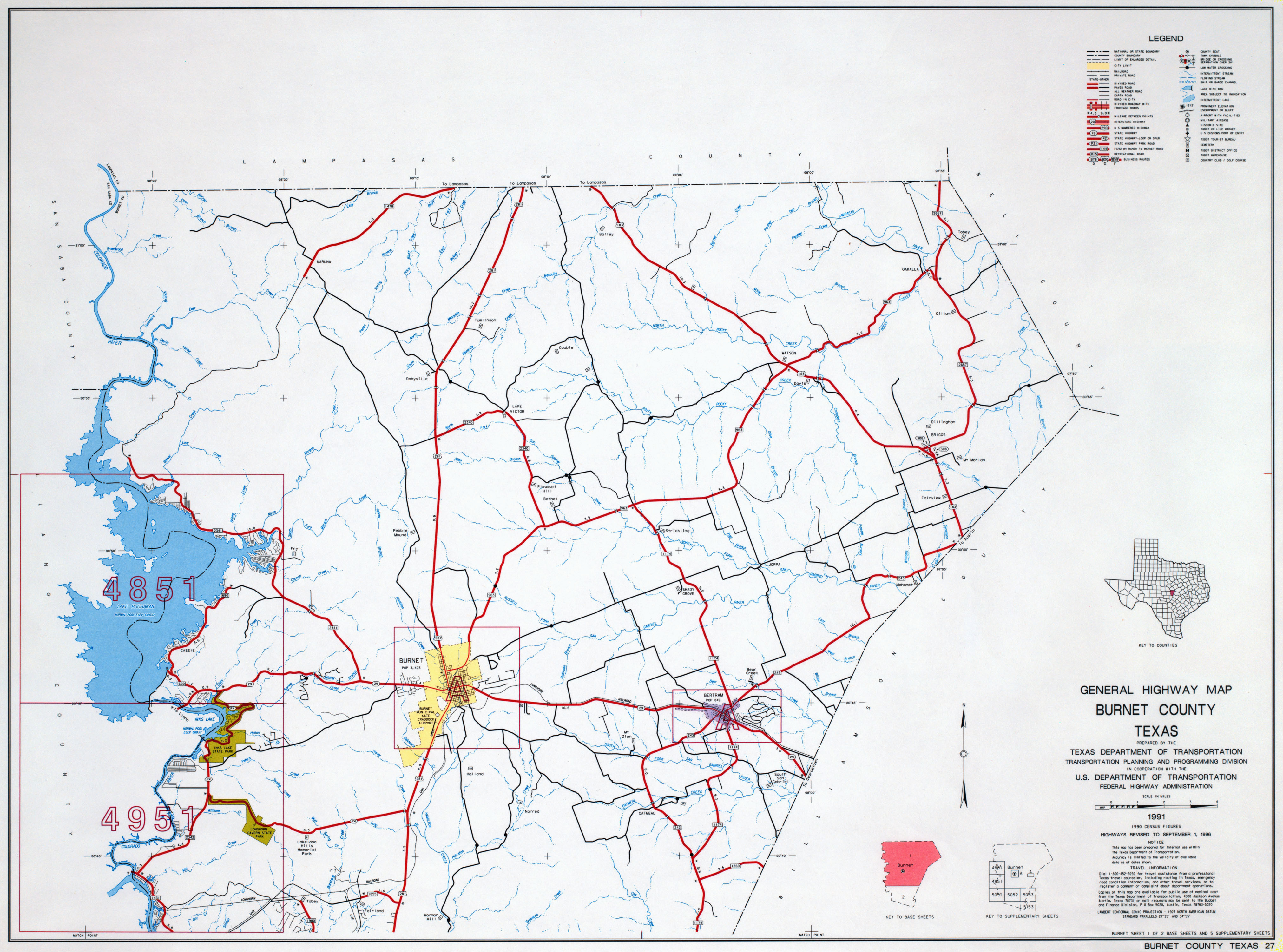 Burnet County Texas Map Texas County Highway Maps Browse Perry Castaa Eda Map Collection